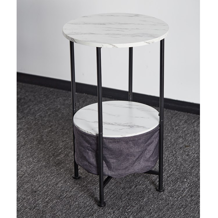 

2 -stufige Runde Ende Tabelle 66 cm Höhe Marmormuster Beizertisch Mit Abnehmbarem Stoffaufbewahrungskorb (MOQ: 300)