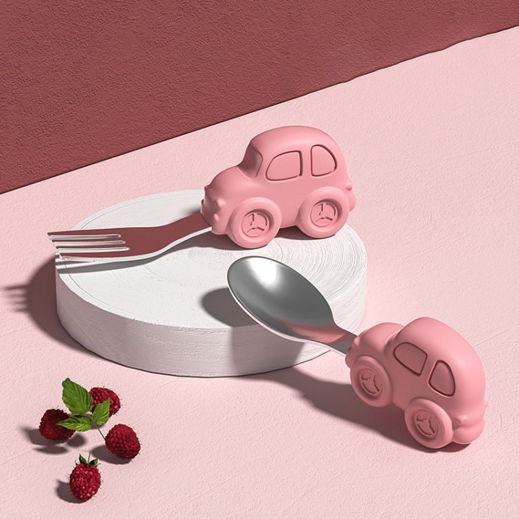 

Edelstahl Baby Kleinkindlöffel Löffel Gabel Besteck Set Short Griff Trainingsgeschirr (ohne FDA -zertifikat) - Auto/rosa