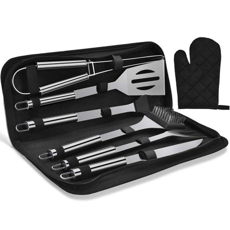 

7pcs/set BBQ Grillzubehör Grill Kit Spatel Fork Tongs Reinigung Von Pinselwerkzeugen Für Camping -hinterhofgrill (kein FDA -zertifikat)
