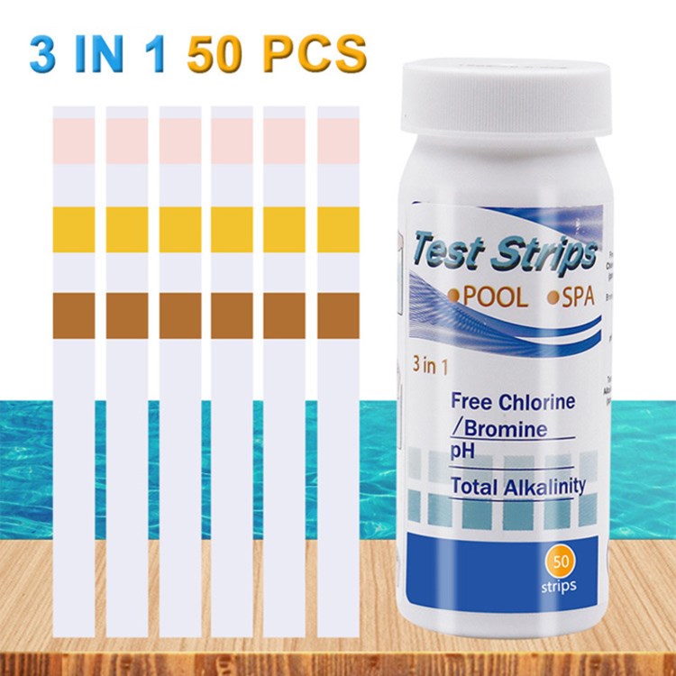 

50pcs 3 in 1 Schwimmbadaquarium -ph -teststreifenpapier Für Härte, Chlor, Brom