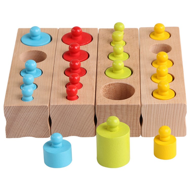 

Zylinder Baustein Zylinder Holzbaby Game Stapel Miniaturen Frühes Entwicklungsspielzeug - Bunt
