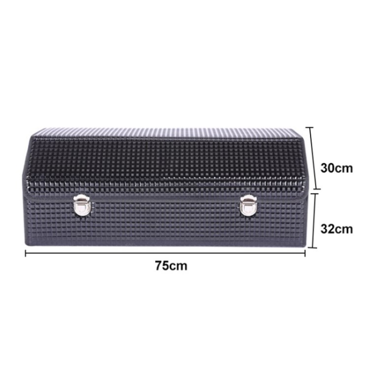 

Klappende Lederspeicherbox Auto Trunk Bag Fahrzeugquadratschachtel Mit Seitengitterbeutel - L