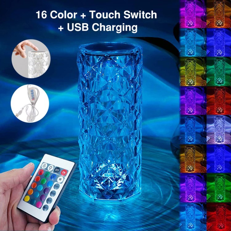 

Crystal Desk Lamp Color Changing Bedroom Light for Bedroom Living Room Decoration - 16 Light Clolors