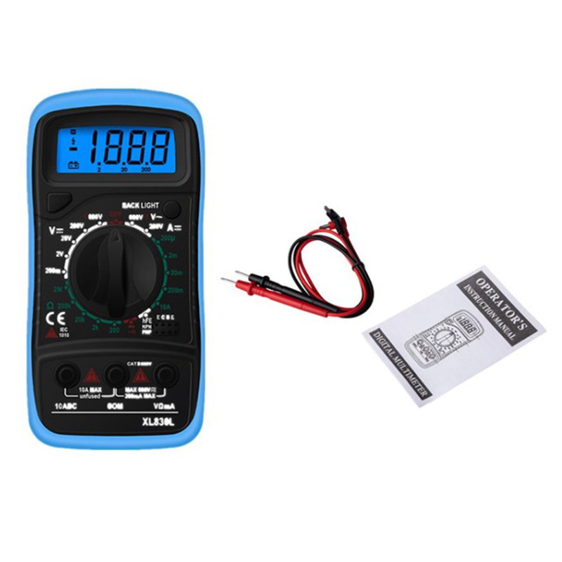

XL830L Tragbares Digitales Multimeter -backbeleuchtung LCD 9V Multi Tester Für AC / Gleichstromresistenzdioden Transistor - Blau
