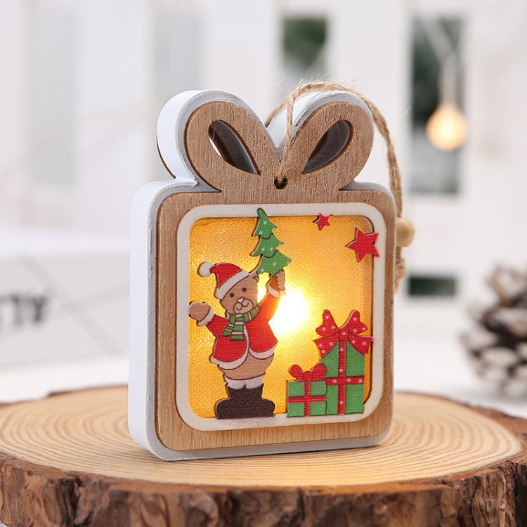

Wooden Craft Kits Lighting Small House Christmas Tree Decoration Desktop Ornament - Style G