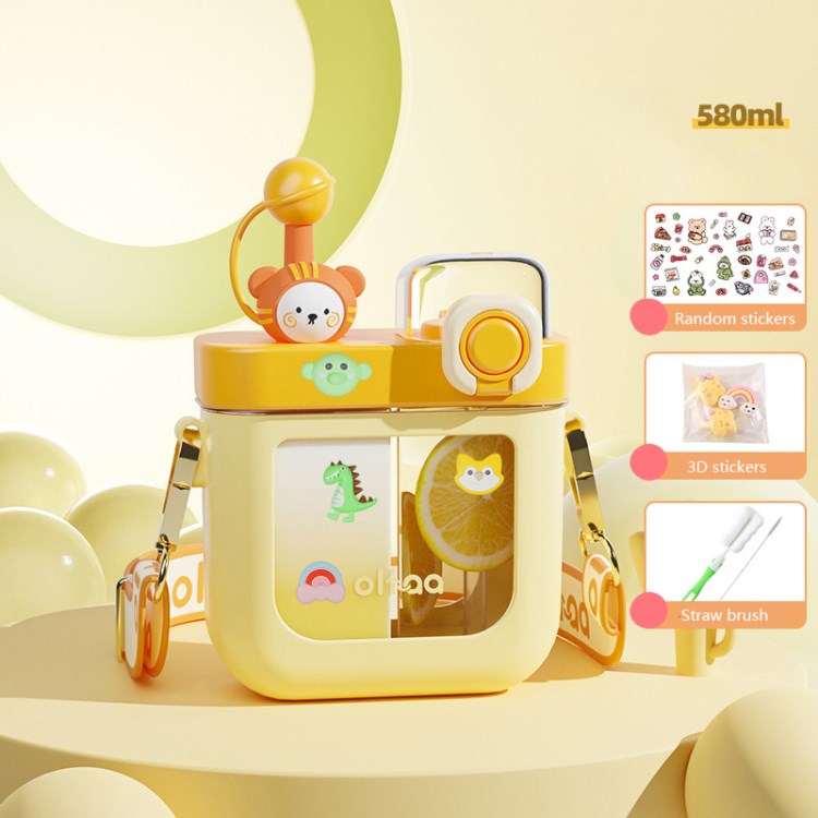 

Kinderwasserflasche Sommerschule Baby Straw Cup Doppelseitige Sporttrinkflasche (bpa-frei, Fda-zertifikat) - Gelb / 580 ml