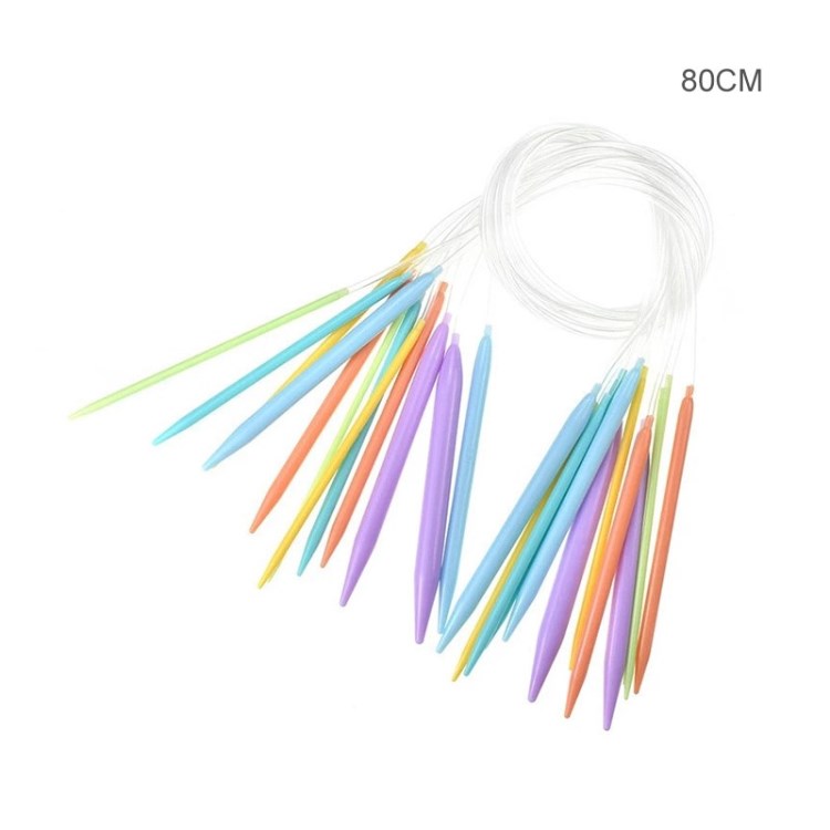

12 Paare Plastiknählernadelkit Einer Spitzer Farbenfrohe Stricknadeln DIY Gewebte Werkzeuge - 80 cm Länge