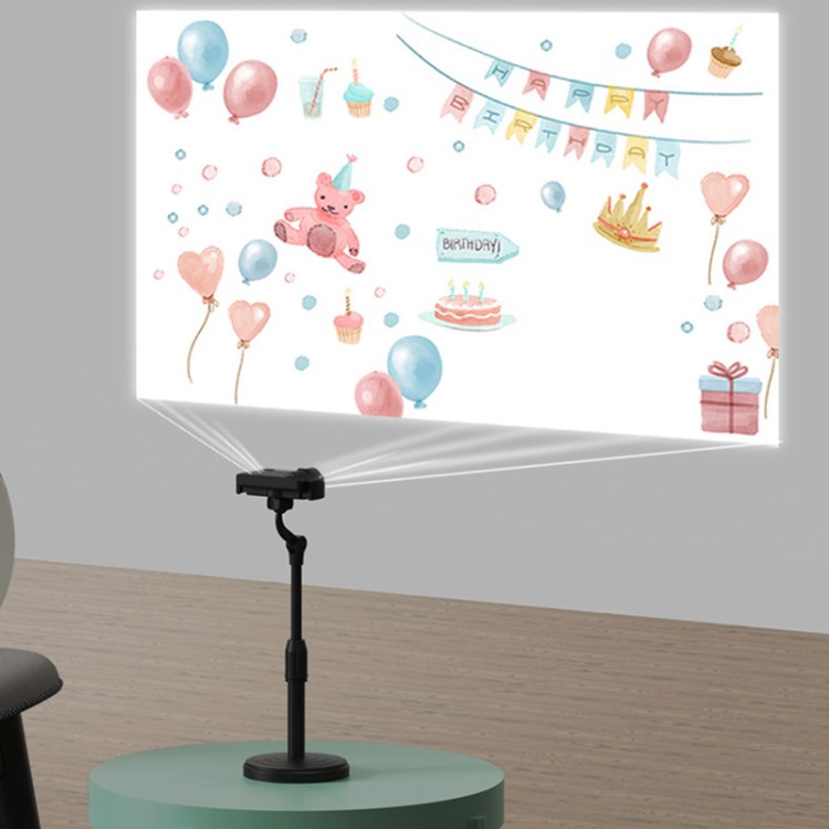 

Birthday Backdrop Banner Projector Lighting Rechargeable 600mAh Background Projection Lamp (with 2pcs Films Randomly) - Black