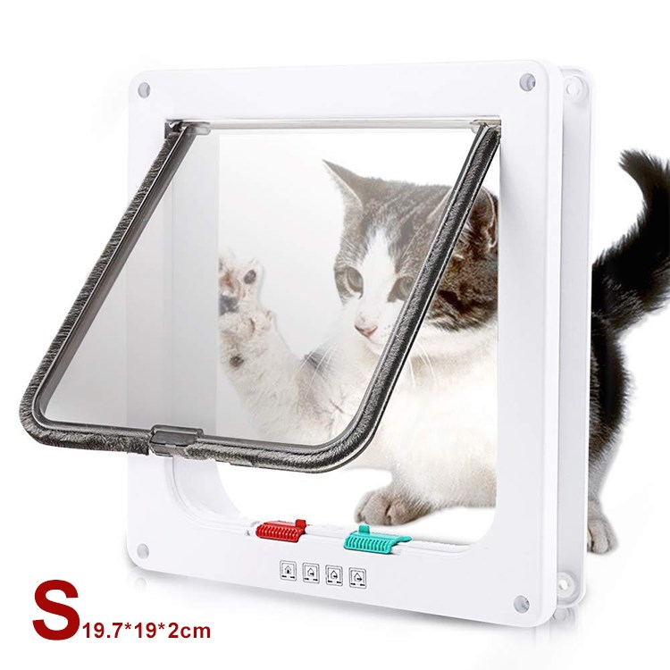 

Schließbare Haustürtür 4 Verriegelungssystemtür Für Welpen Hundekatze - Weiß / S / 19.7x19x2cm