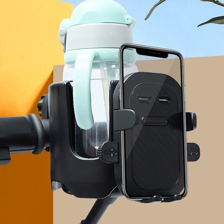 

Baby Kinderwagen-cup-getränkehalter Mit Telefonhalter 2-in-1 Universal Cup Telefonhalter Für Kinderwagen, Fahrrad, Rollstuhlfahrer - Schwarz