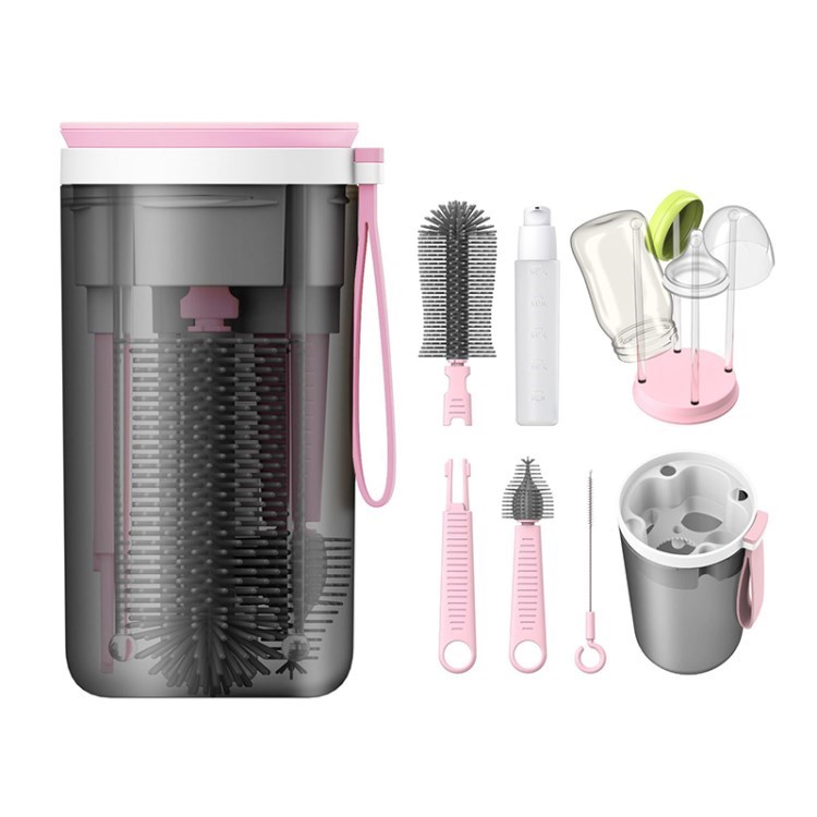 

Babyflaschenpinsel 6-in-1 Tötender Pflegeflasche Silikon-bürstenweg Für Brustpumpen (mit Fda-zertifikat) - Rosa