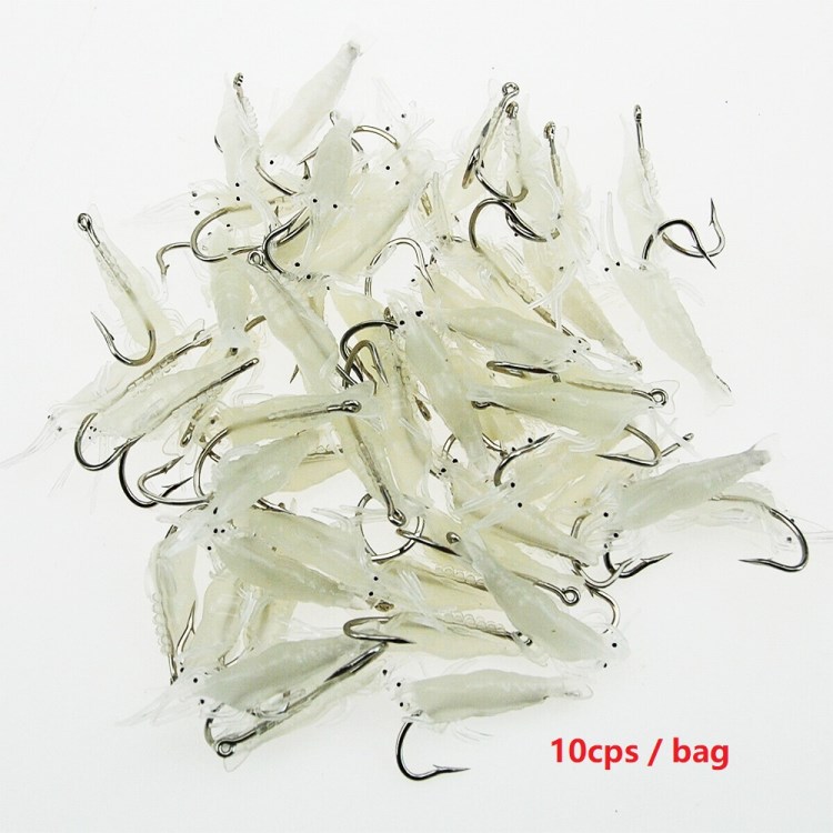 

10pcs 4cm Simulation Garnelenfischerei Köder Bass Kurbel Haken Soft Garnelen Köder Künstliche Köder Tackle Accessoires - Leuchtend