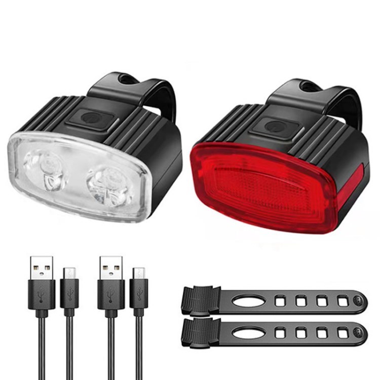 

2pcs USB Wiederaufladbares Fahrradlicht Vordere Heck -led -fahrradlicht USB -scheinwerferrad Bicycle Light Leuchte - Rot+weiße Set