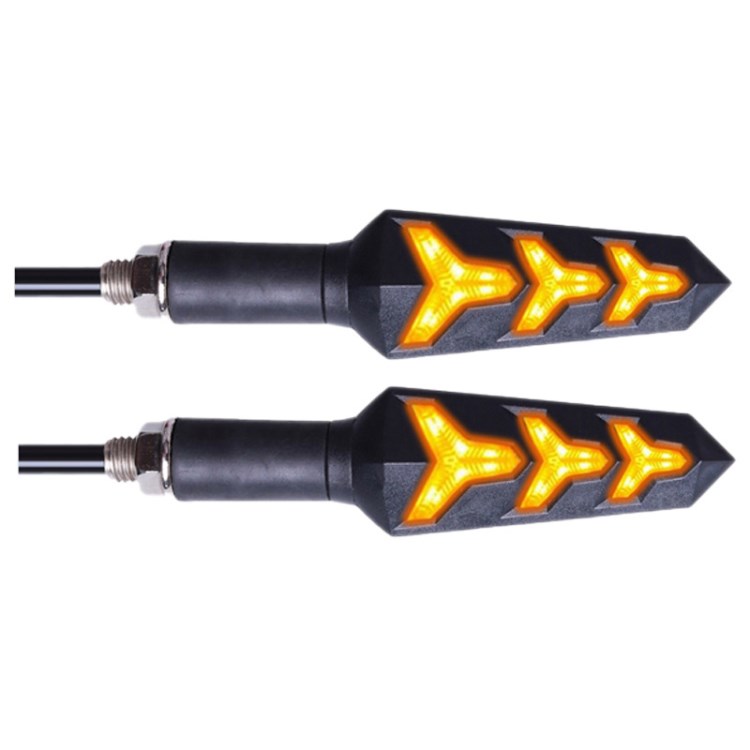 

2pcs LED -motorradindikatoren Fließen Fließende Blinkerlichter Tag Lauflicht Bremslichter - Gelb + Gelb