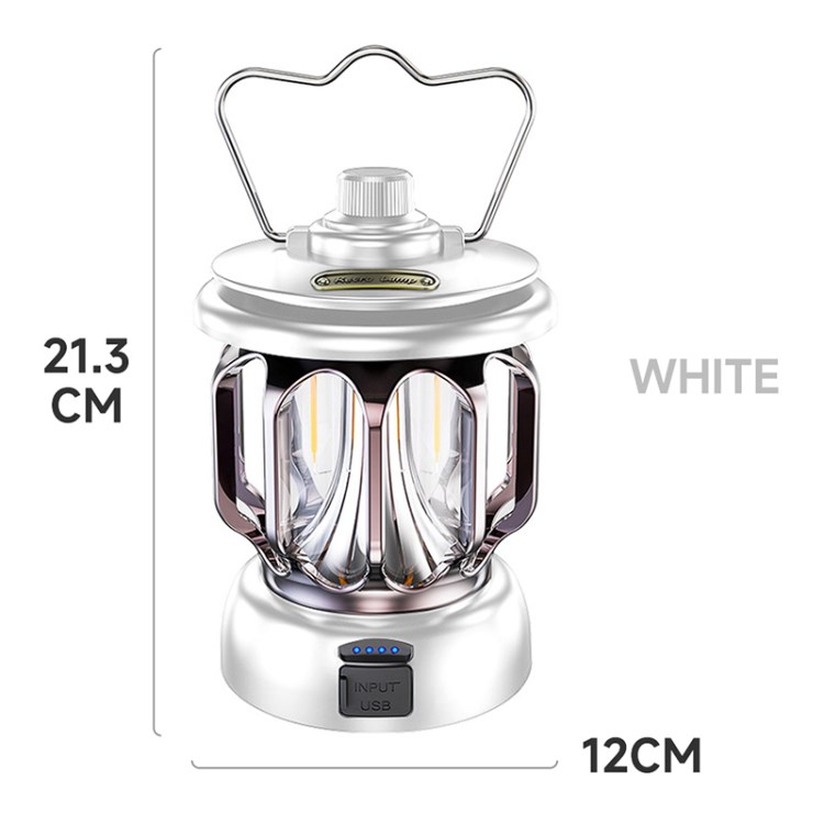 

Vintage Camping LED Light Wiederaufladbare Outdoor -zeltlaterne -hanglampe - Weiß
