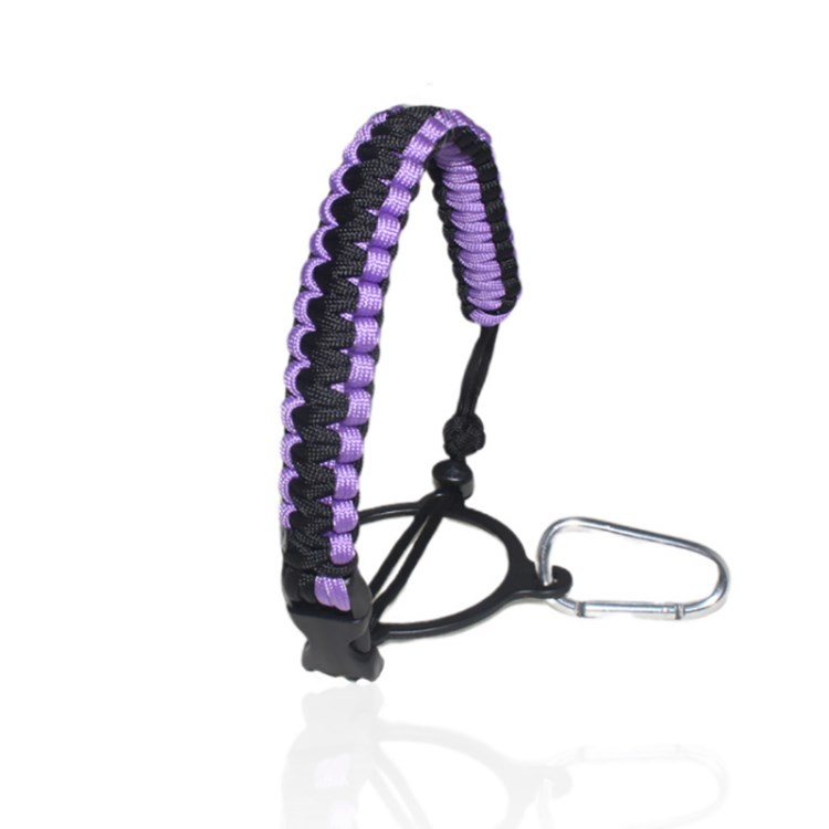 

Paracord Griff Riemen Paracord Träger Überlebensgurtkabel Mit Karabiner Für 12-64 Unzen Breite Mundwasserflaschen - Mangel+lila Seite