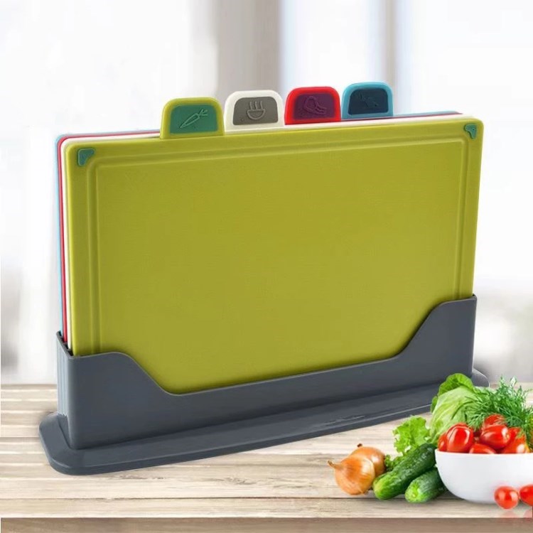 

4Pcs Cutting Chopping Board Set Kitchen Cutting Board Mats with Holder Color-Coded (BPA-Free, NO FDA Certification)