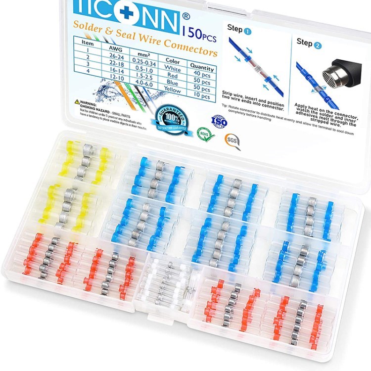 

Lötdichtdrahtanschlüsse Kit Wasserdichte Isolierte Wärmeschrumpfungsstöcke Elektrische Drahtklemmen Elektrische Drahtanschlüsse - 150pcs