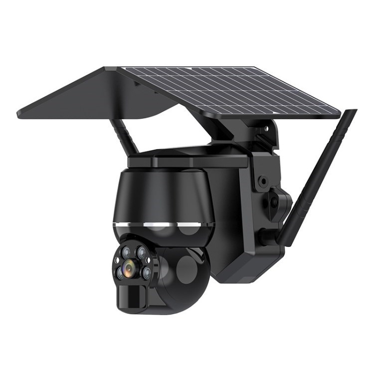 

PTZ Outdoor Solar Überwachungskamera Farbe Nachtsicht Wireless WiFi Überwachungskamera - Schwarz