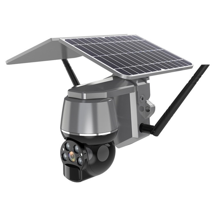 

PTZ Outdoor Solar Überwachungskamera Farbe Nachtsicht Wireless WiFi Überwachungskamera - Grau