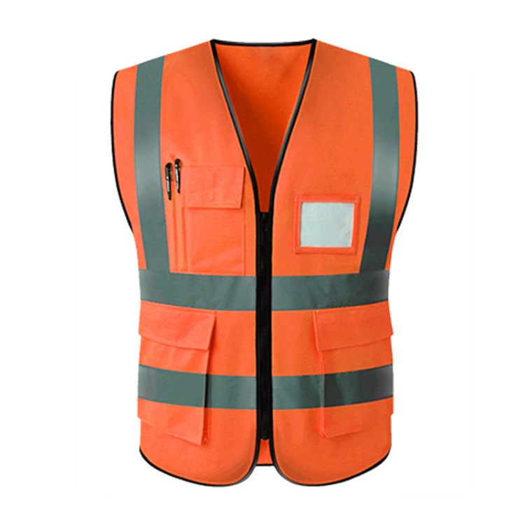 

Sicherheitsweste Mit Hoher Sichtbarkeitsweste Reflektierende Streifen Sicherheitsarbeit im Freien Arbeitsweste Mit Reißverschluss in Taschen - Orange