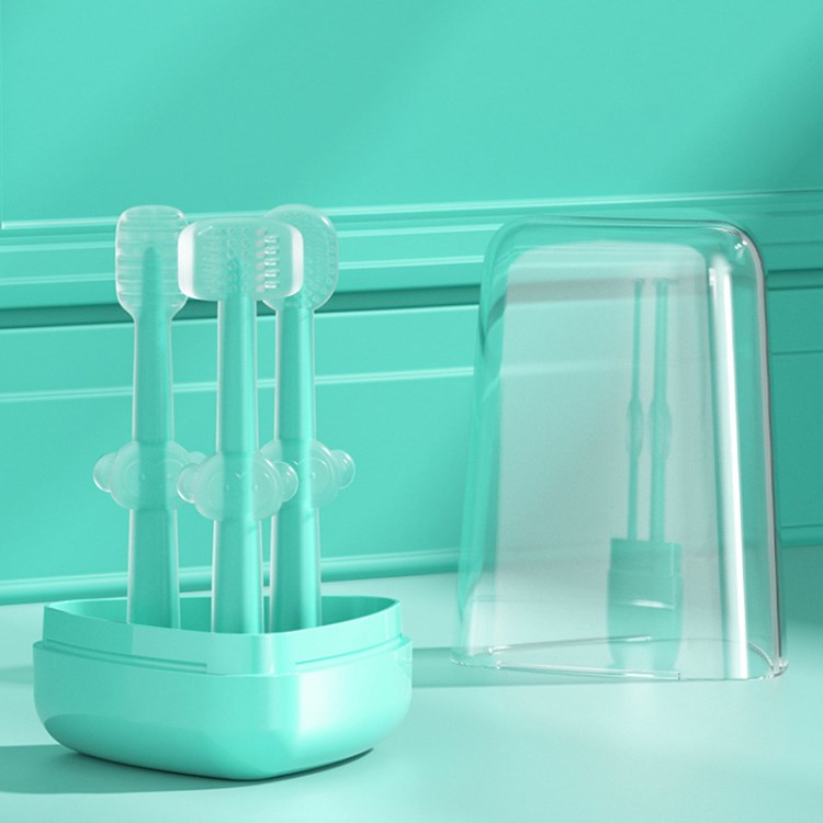 

3 Pcs / Mundpflege Kit Für 0-1 Jahre Alte Säuglinge Silikonzahnreinigungswerkzeuge Festlegen (keine FDA, Bpa-frei) - Blau