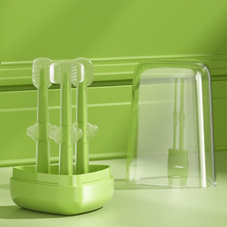 

3 Pcs / Mundpflege Kit Für 0-1 Jahre Alte Säuglinge Silikonzahnreinigungswerkzeuge Festlegen (keine FDA, Bpa-frei) - Grün