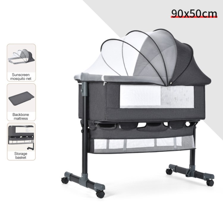 

Baby Bassinet Nachtschläfer Atmungsaktives Mesh Design Cradle Bett Mit Moskitonetz Für Baby / Säuglinge - Dunkelgrau