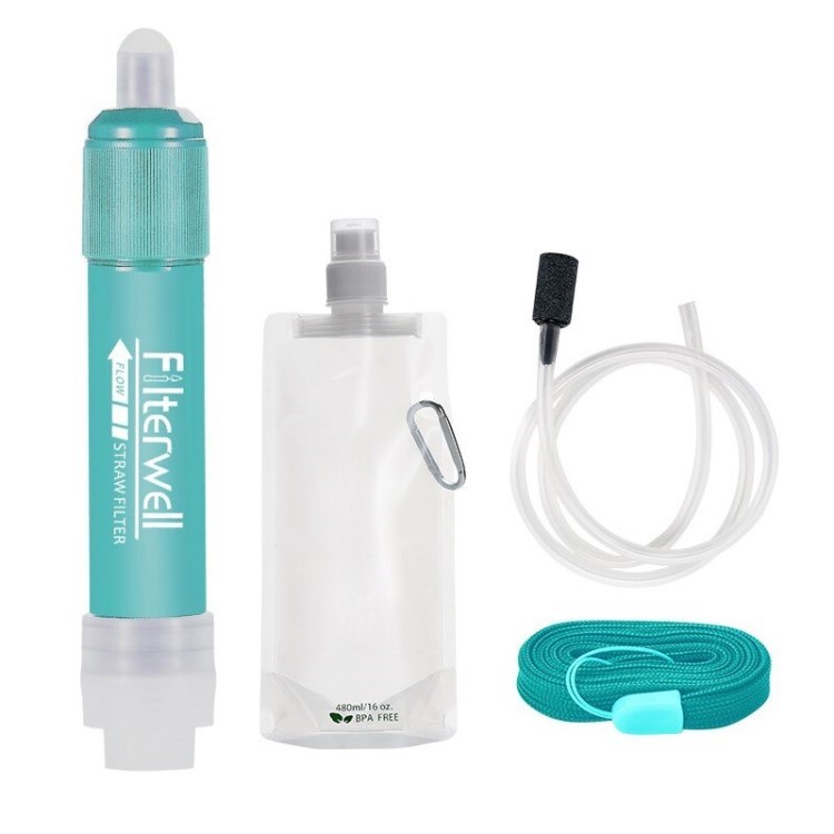 

Filterwell Outdoor Wasserreiniger Filter Strohüberleben Filtration Tragbare Ausrüstung Notfallvorsorge Für Das Camping -überlebensnotfall - Blau