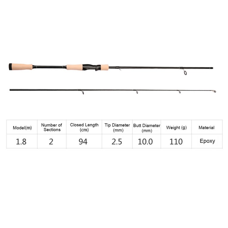 

1,65 m / 1,8 m / 2,1 m Fischereistrudelfaserguss / Spinnstangenfischerei - 1,8 m / Spinnstange