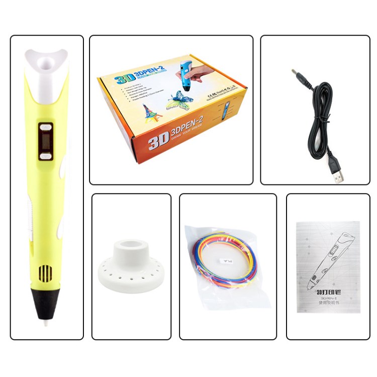 USB Powered Second Generation 3D Printing Pen Kids DIY Drawing Toy - Yellow