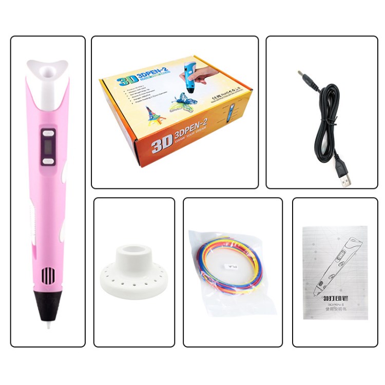 USB Powered Second Generation 3D Printing Pen Kids DIY Drawing Toy - Pink