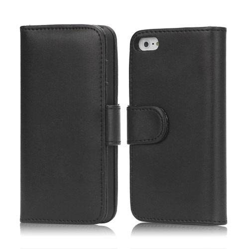 

Кошелек Кожаный FLIP Кредитные Карты Чехол Для IPhone SE 5S 5 - Чернить, iPhone 5