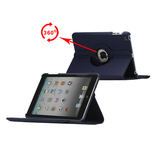 

360 Degree Rotating PU Leather Case Cover Stand for iPad Mini - Dark Blue, iPad Mini