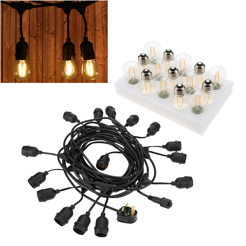 

22.5.5W 49.9FT E26 Base Base UL Перечислены Строковый Светильник [1 Light String + 15 Луковиц] IP65 Вода Для Доказательства Воды Для Свадьбы На День Рождения - US Plug