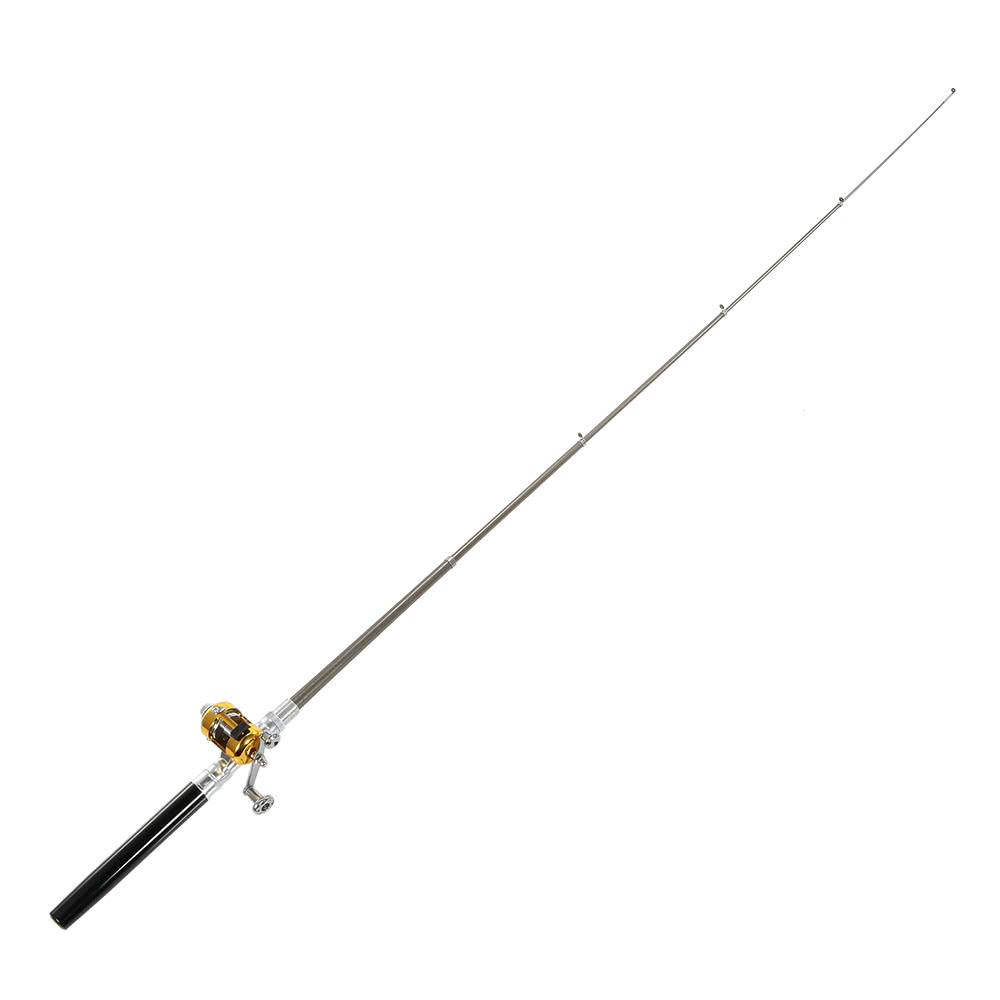 Telescopic Fishing Rod Reel Combo Set Lightweight Mini Portable Fishing Rod Pole + Reel Aluminum Alloy Fishing Line Soft Lures Baits Jig Hooks - Black