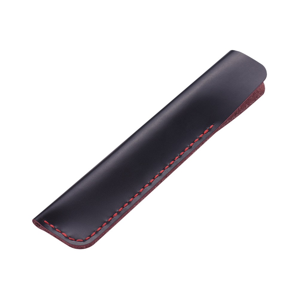 

Leather Pen Case Fountain Sleeve Bag Vintage Pouch for Single Pen Stylus Ballpoint - Red / Black