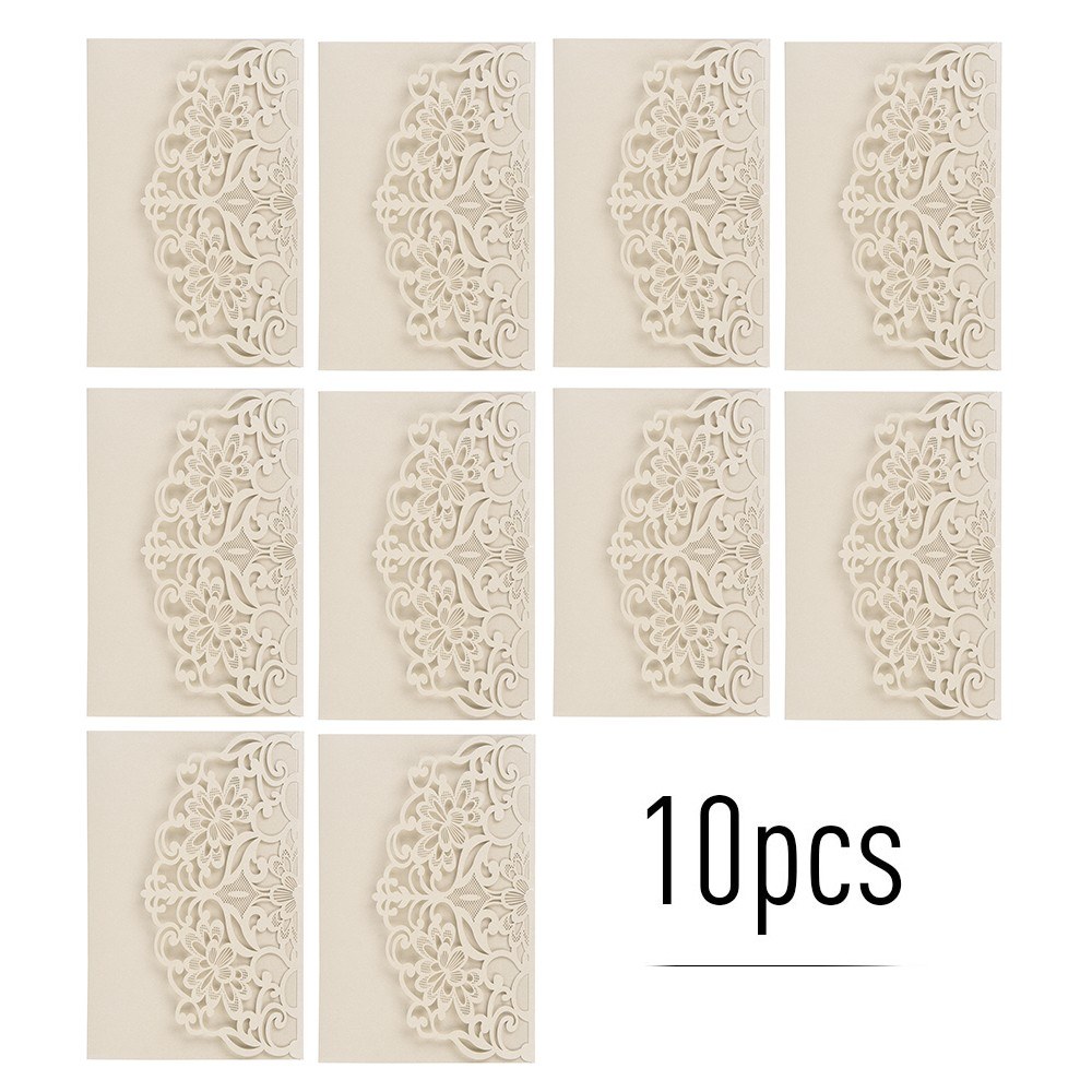 

10Pcs/Set Pearl Paper Floral Greeting Cards Invitation Card Kits - Type 2/Silver