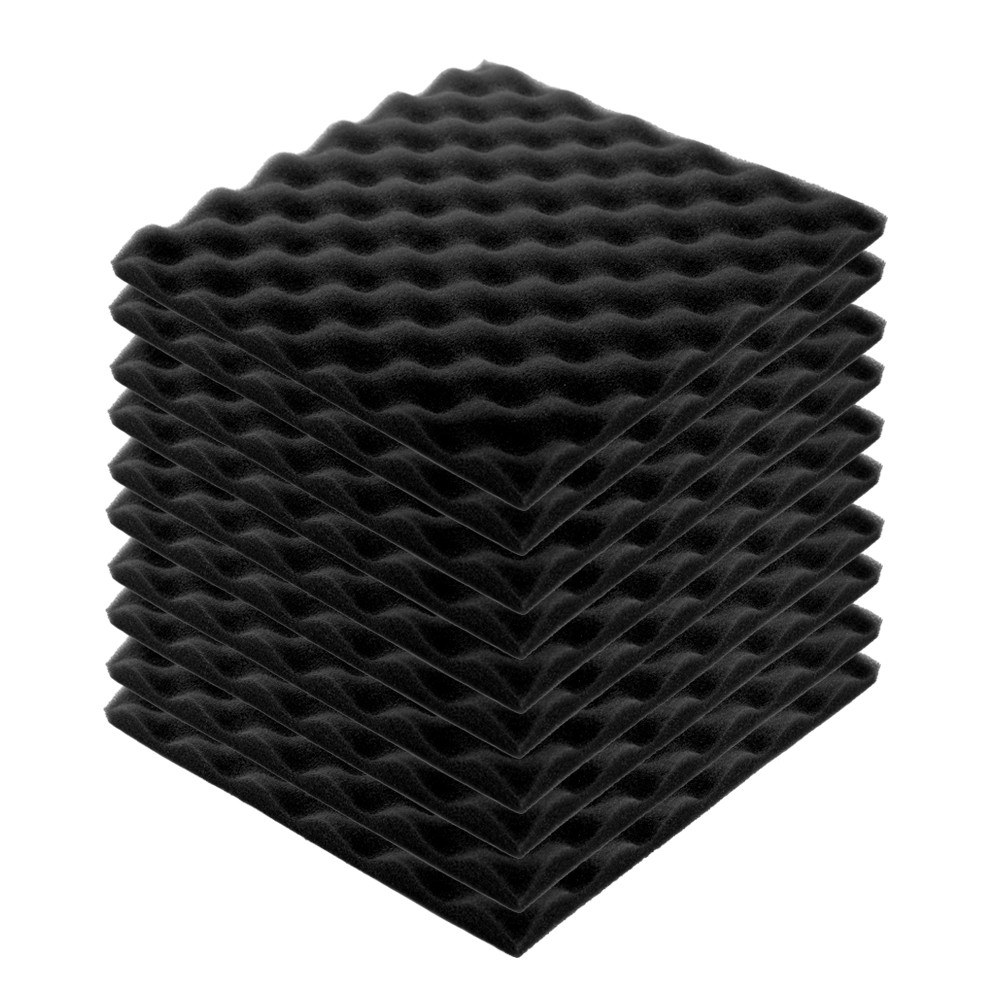 

Recording Studio Soundproof Wedge Foam Video Room Sound Noise Insulation Sponge Wall Deadening - Black