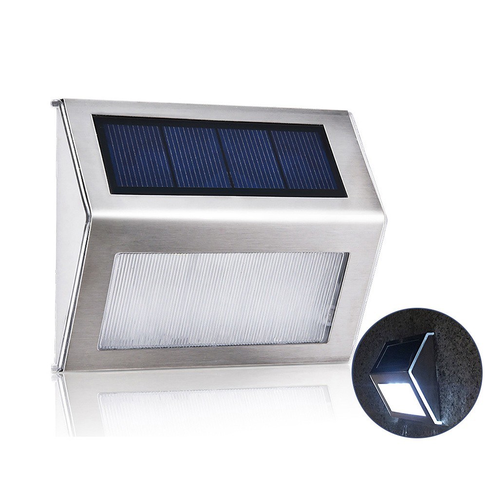 

3LED Stainless Steel Solar Garden Street Light for Outdoor Stairs Paths Patio - White