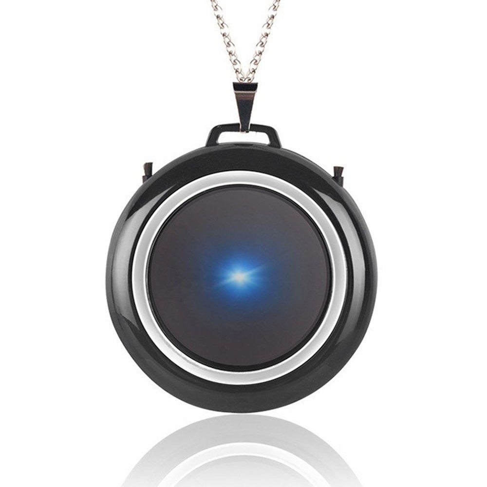 

Necklace Air Purifier Rechargeable Anion Filter Air Cleaner for Car Home Travel - Black