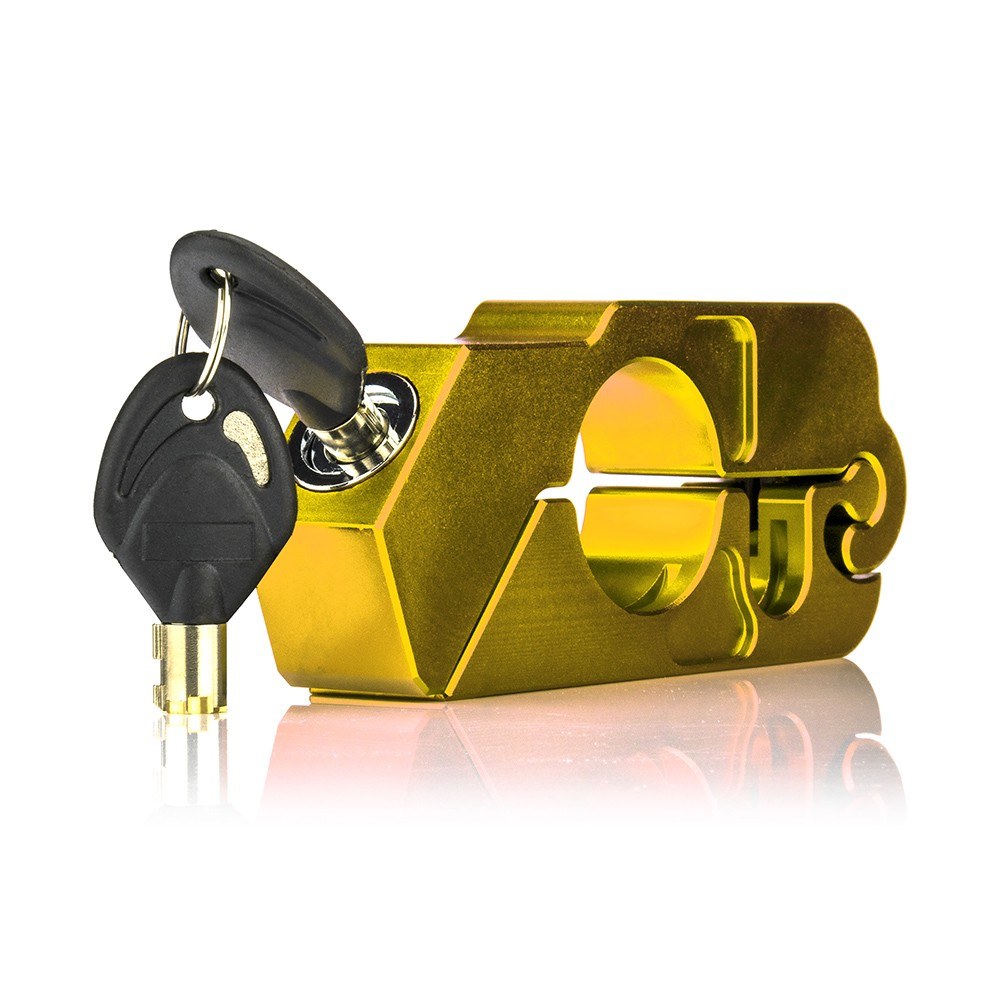 

Motorcycle Lock Universal Alloy CNC Motorcycle Handlebar Brake Handle Fixed Lock Security Lock - Gold