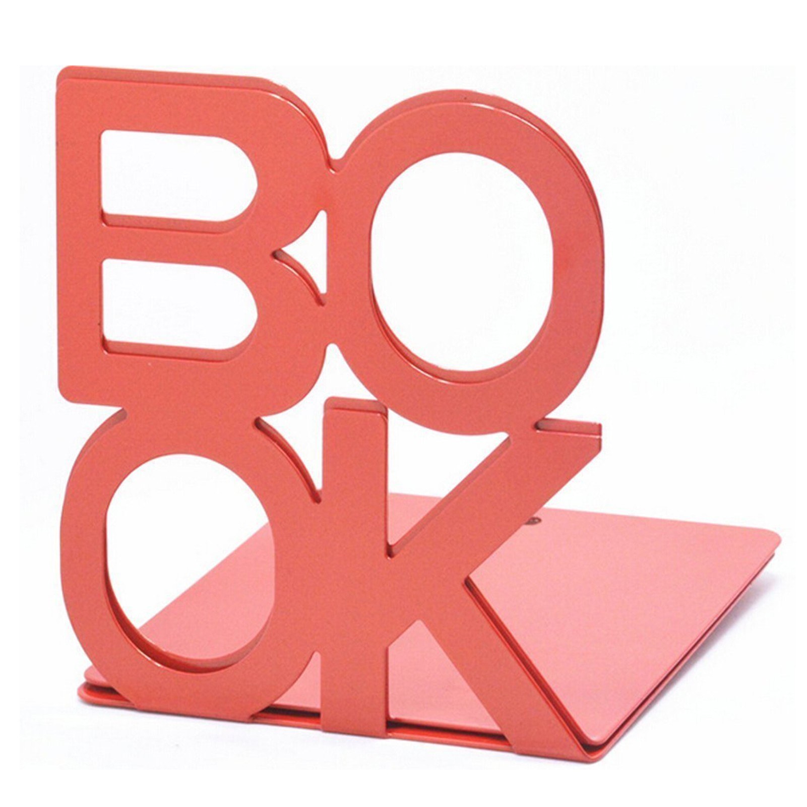 

1 Pair BOOK Letter Metal Bookshelf Office Decoration Anti-Slip Bookends - Red