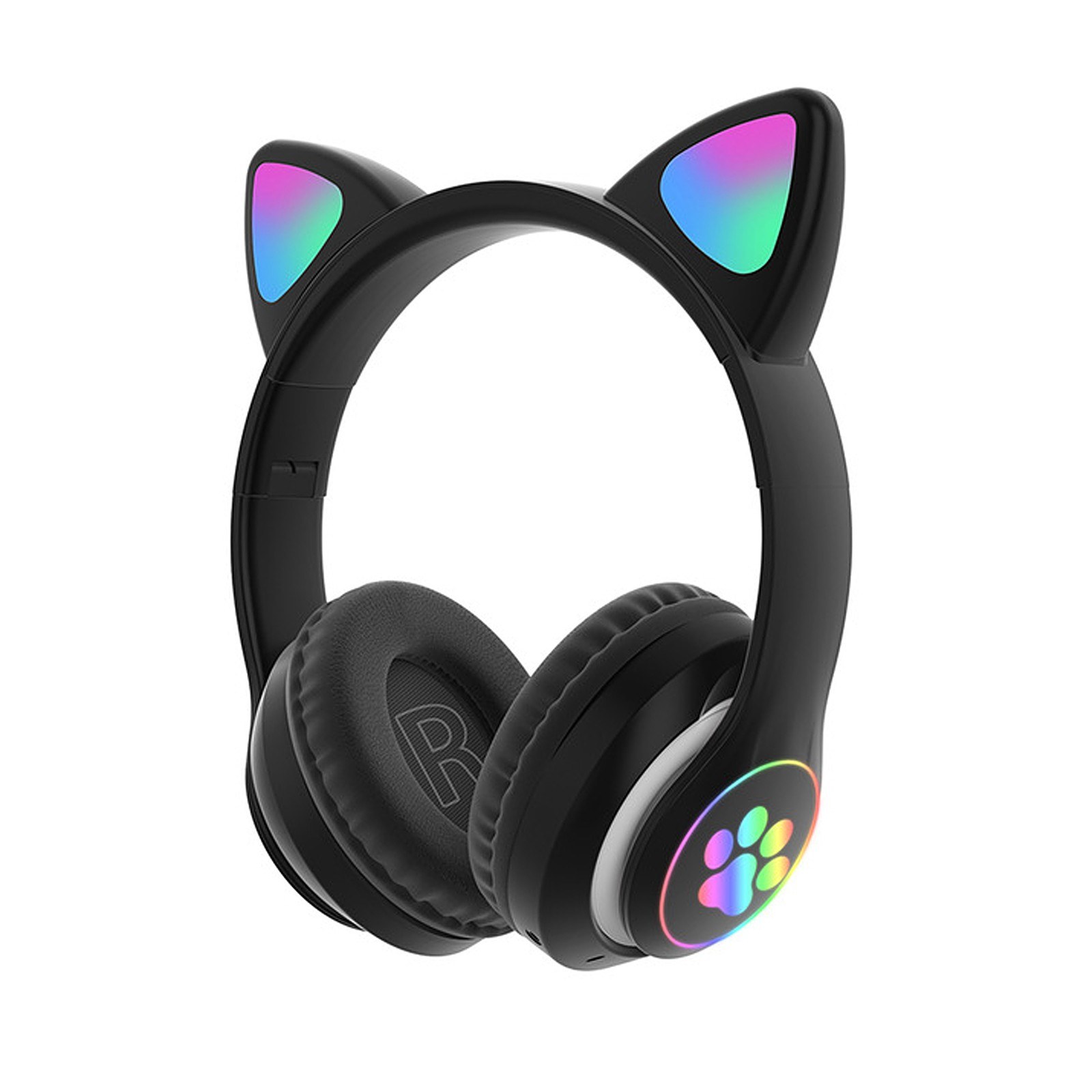 

STN-28 Over Ear Music Headse Hearnet Shining Cat Ушные Наушники Складываемые Беспроводные Наушники BT5.0 с Mic Aux in TF Card Mp3-плеер Красочные Светодиодные Светильники Для Компьютерного Мобильного Телефона Для Пк. - Черный, Universal