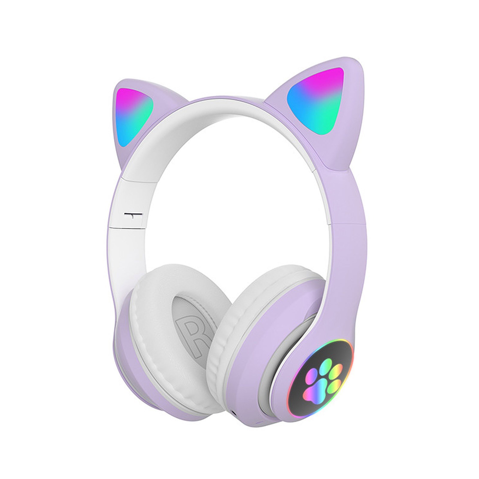 

STN-28 Over Ear Music Headse Hearnet Shining Cat Ушные Наушники Складываемые Беспроводные Наушники BT5.0 с Mic Aux in TF Card Mp3-плеер Красочные Светодиодные Светильники Для Компьютерного Мобильного Телефона Для Пк. - Пурпурный, Universal