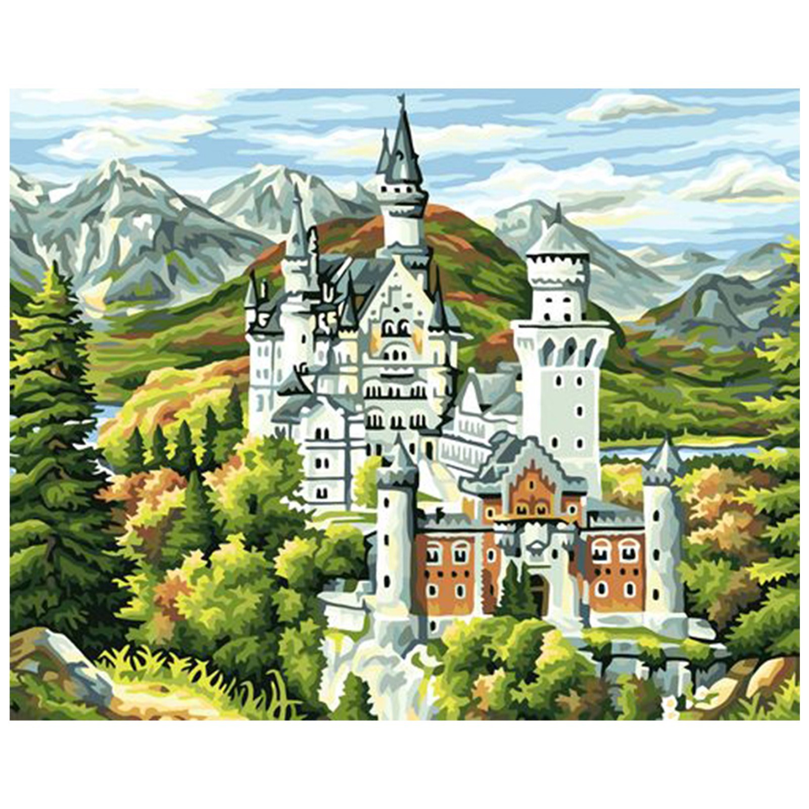 

DIY Number Kit Oil Painting Pattern for Adults Kids Craft Home Wall Decor - 12*16 Inch/Castle