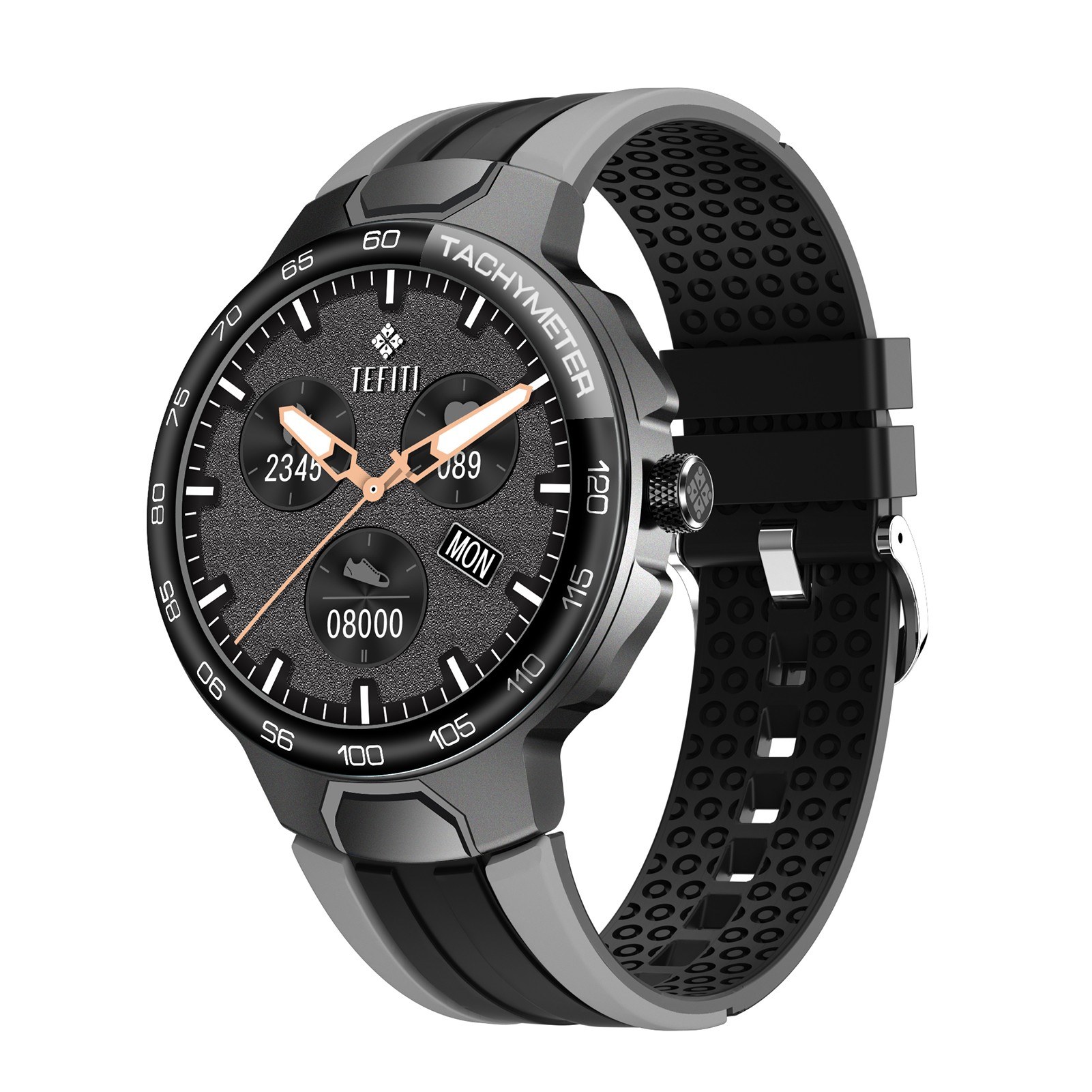 

1.28 Inch Smart Watch Fitness Tracker IP68 Waterproof Sport Watch Heart Rate & Blood Pressure Monitor Full Touch Screen Watch with Silicone Strap Period Management - Grey