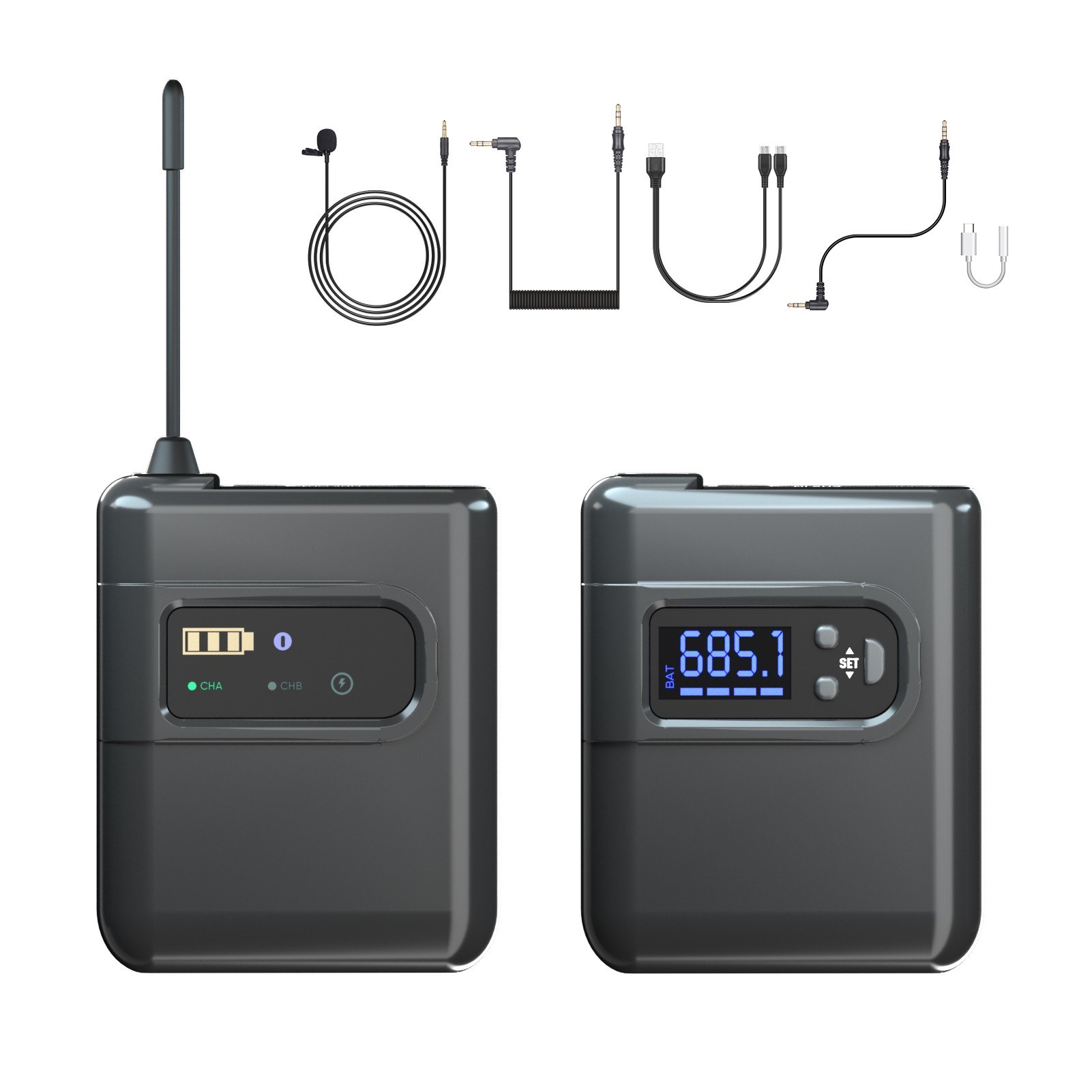 

Omnidirectional Wireless Lavalier Microphone System with Transmitter and Receiver for Live Performance - Type 1