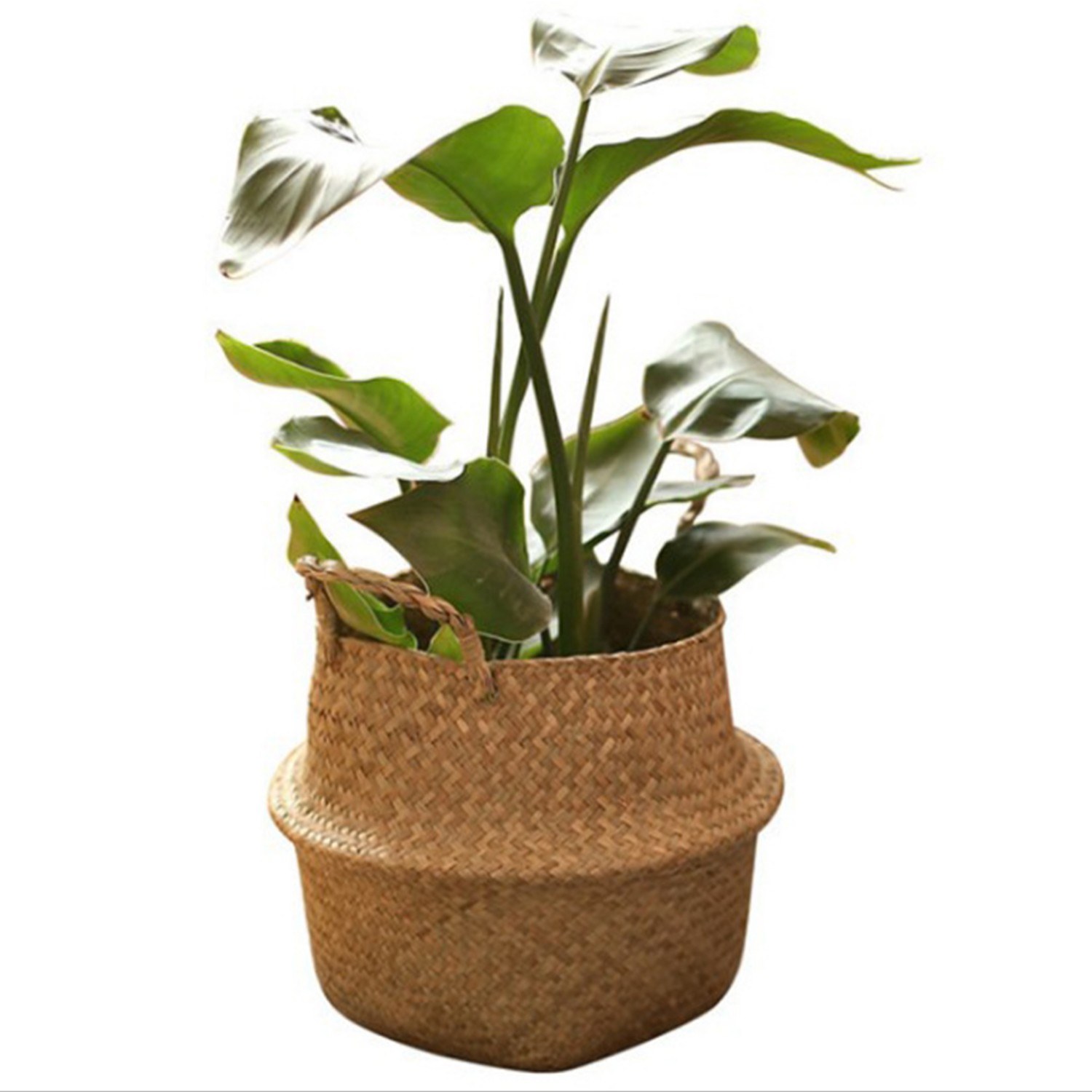 

12.99-inch Handmade Woven Planter Round Shape Picnic Container Storage Basket Garden Flower Vase Plant Pots for Home Decoration Vegetables Herbs Fruit Planting Pots