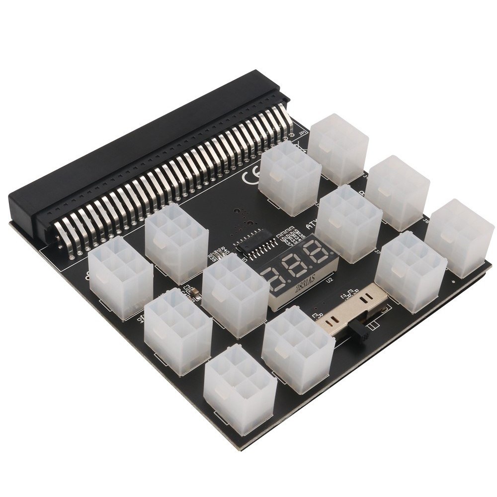 

64 Pin Bis 6Pin Adapter Board 6Pin Grafikkarten -stromversorgungsausstattung Mit 12 Pcs 6pin -stromanschluss Mit LED -spannungsanzeige - Schwarz